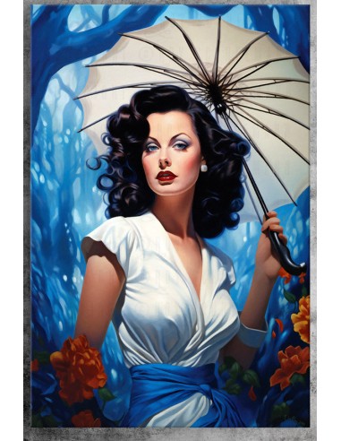 Peinture à l'huile de Hedy Lamarr de 2019 par Dr. Roy Schneemann #docroy