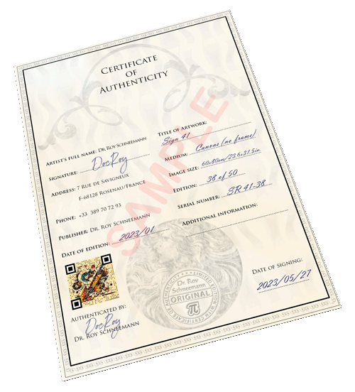 Certificat of Authenciticy ArtSpeeder